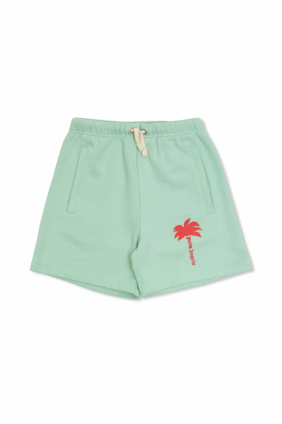 Palm Angels Kids GREEN Cotton shorts with logo