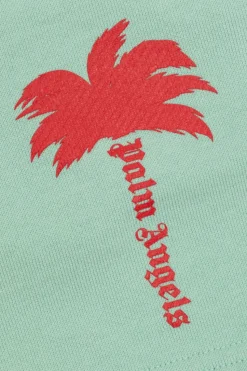 Palm Angels Kids GREEN Cotton shorts with logo