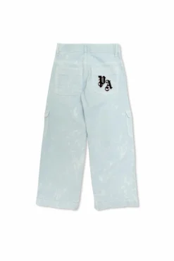 Palm Angels Kids light blue Cargo jeans