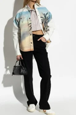 Palm Angels WHITE Shirt with striped pattern