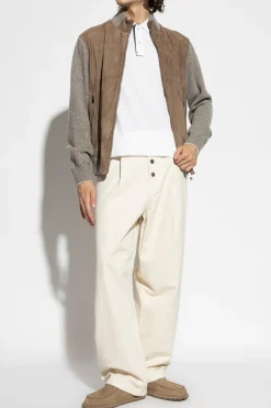 Paul & Shark beige Suede jacket with wool inserts