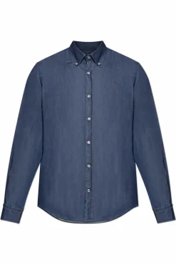 Paul & Shark NAVY BLUE Denim shirt with a pocket