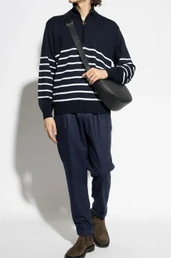Paul & Shark NAVY BLUE Sweater with zip neckline