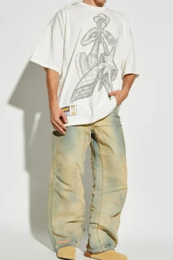 PDF beige Patterned jeans