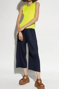 Pleats Please Issey Miyake neon Pleated top