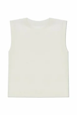 Pleats Please Issey Miyake cream Transparent sleeveless top