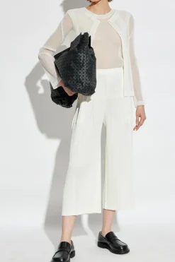 Pleats Please Issey Miyake cream Transparent sleeveless top