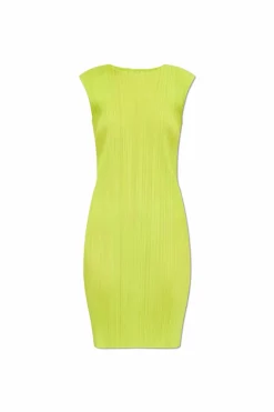 Pleats Please Issey Miyake neon Pleated dress