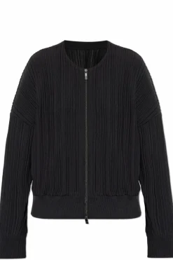 Pleats Please Issey Miyake BLACK Pleated zip-up sweatshirt