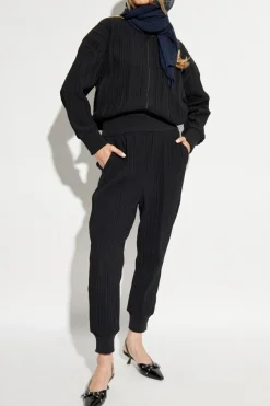 Pleats Please Issey Miyake BLACK Pleated zip-up sweatshirt