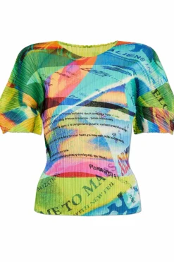 Pleats Please Issey Miyake MULTICOLOUR Pleated t-shirt with print