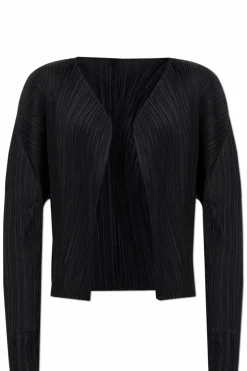 Pleats Please Issey Miyake BLACK Pleated cardigan