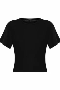 R13 BLACK T-shirt with cashmere trim