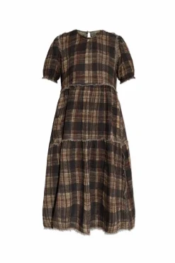 R13 BROWN Dress with floral motif