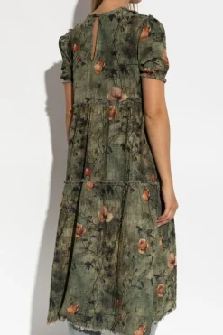 R13 BROWN Dress with floral motif