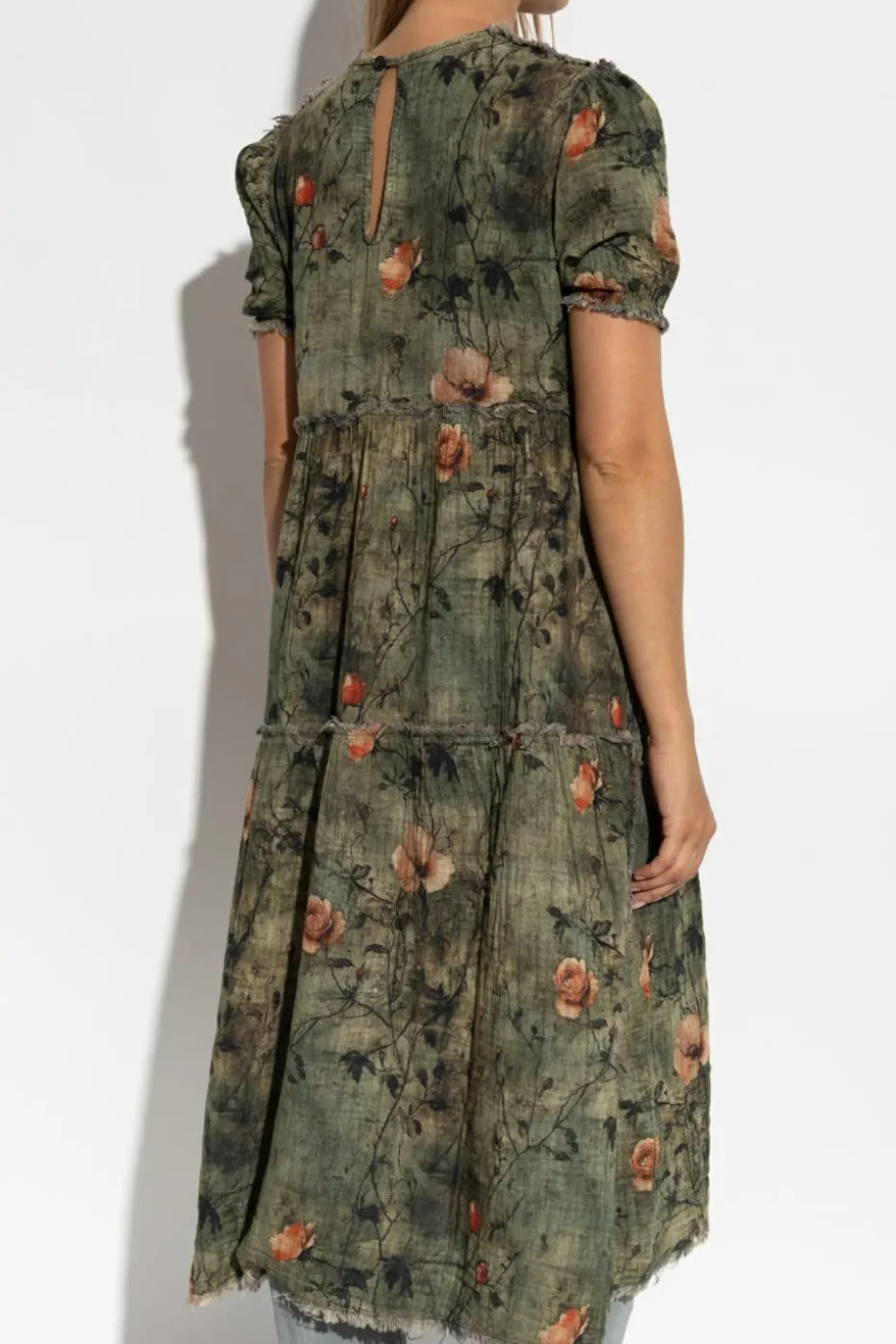 R13 BROWN Dress with floral motif