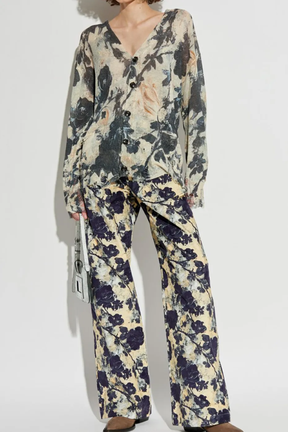 R13 cream Floral pattern pants