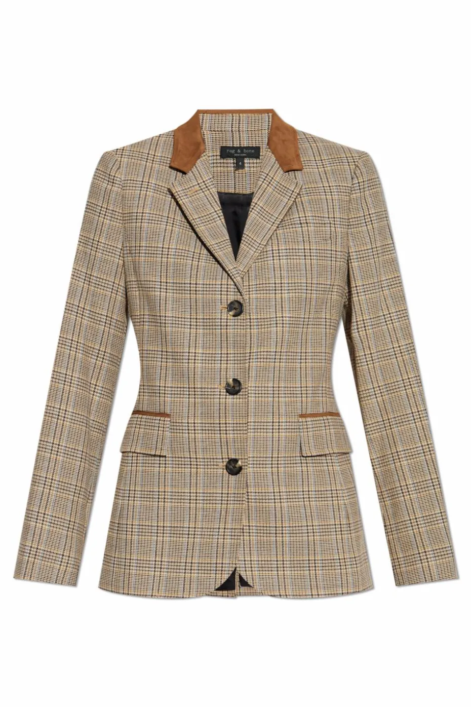 Rag & Bone beige Checked pattern blazer