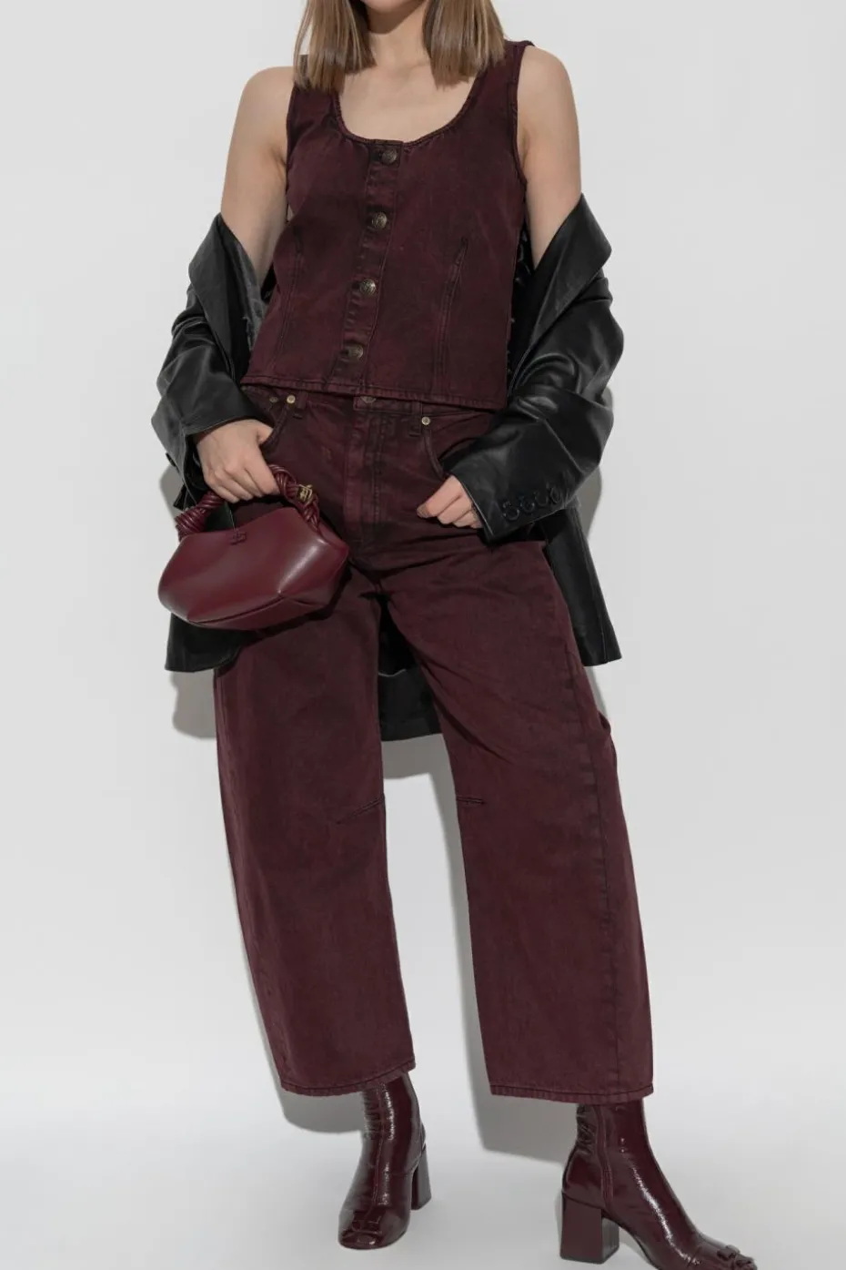 Rag & Bone BURGUNDY High-waisted jeans