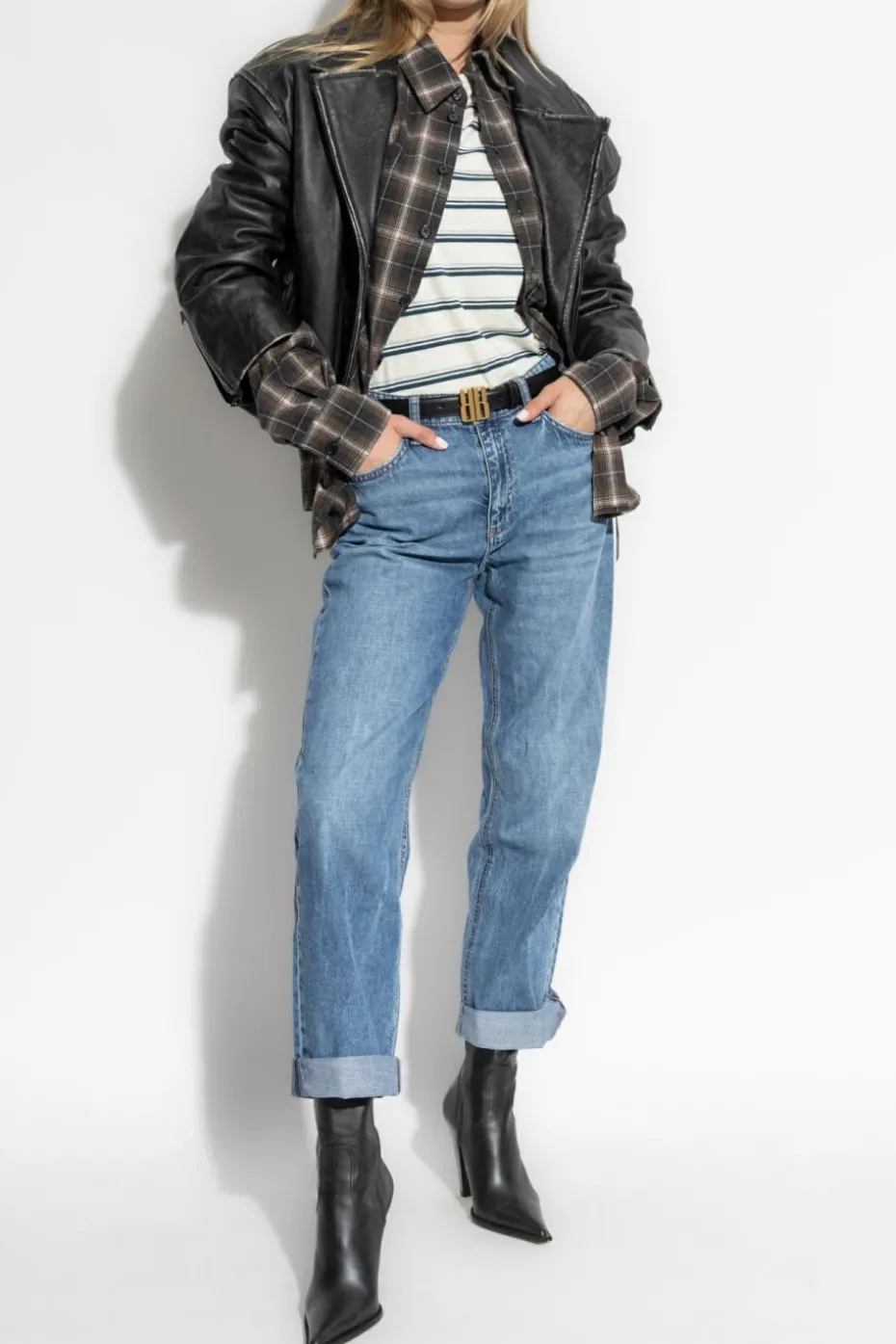 Rag & Bone cream T-shirt with striped pattern