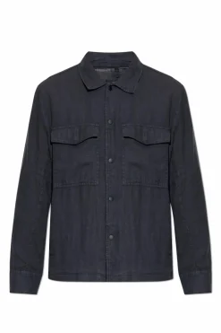 Rag & Bone NAVY BLUE Linen jacket with pockets