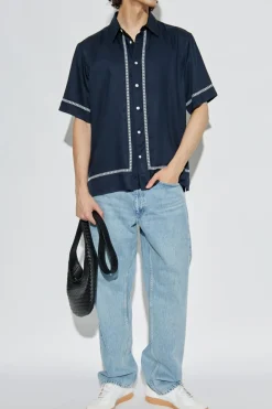 Rag & Bone NAVY BLUE Shirt with a decoratively embroidered pattern