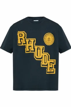 Rhude NAVY BLUE T-shirt with print