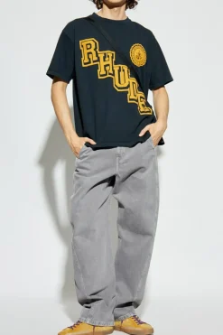 Rhude NAVY BLUE T-shirt with print