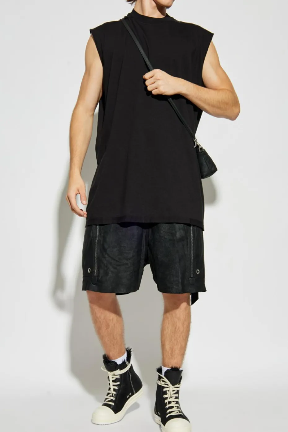 Rick Owens BLACK Leather shorts