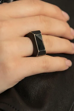Rick Owens BLACK Signet ring with a vintage effect