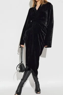 Rick Owens BLACK Velvet dress with wrap tie