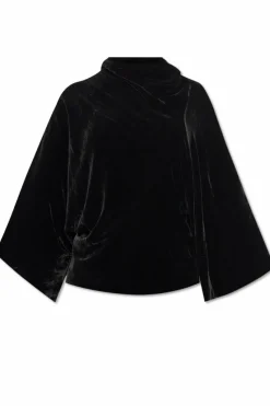 Rick Owens BLACK Velvet top with decorative neckline