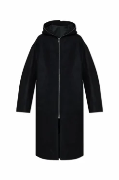 Rick Owens BLACK Wool coat with hood