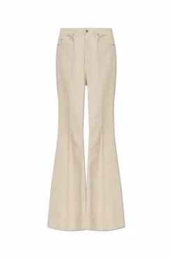 Rick Owens cream Corduroy pants with flared legs