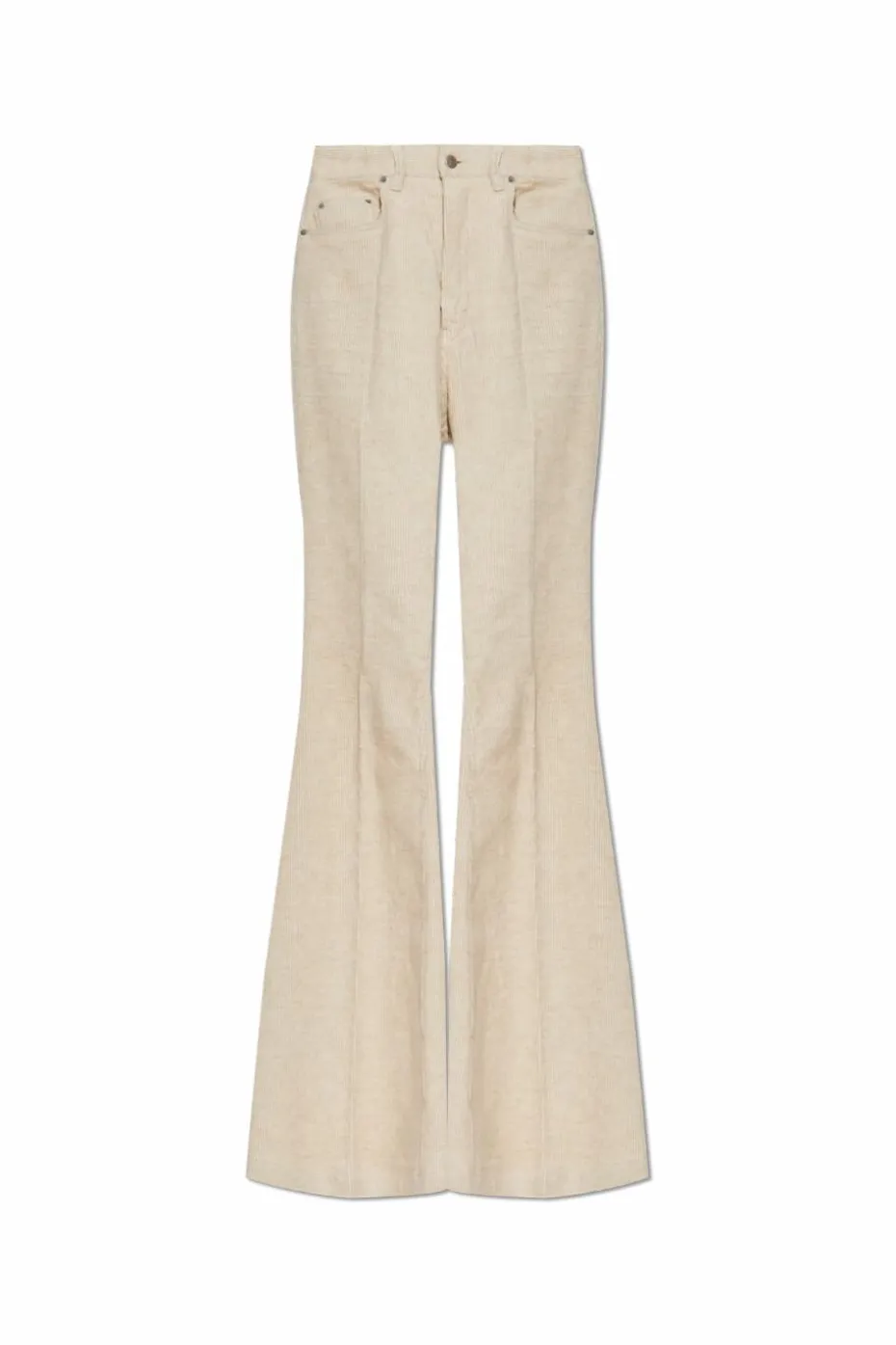 Rick Owens cream Corduroy pants with flared legs