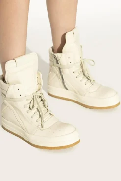 Rick Owens cream Leather shoes `Creep Geobasket`