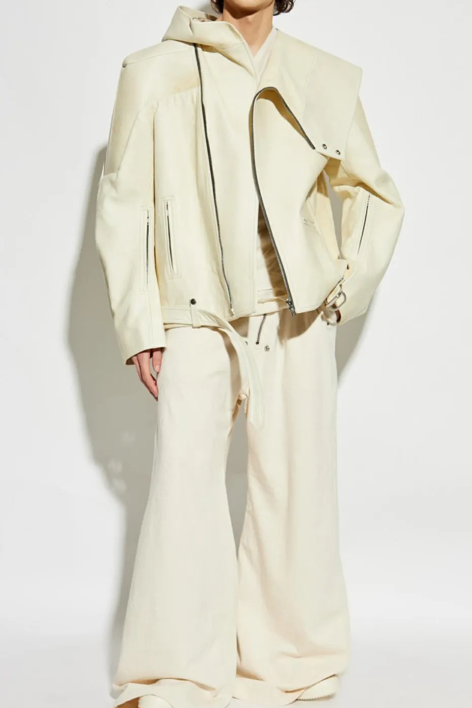 Rick Owens cream Leather jacket Stooges