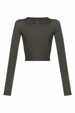 Rick Owens GREEN Sweater `Slashed`
