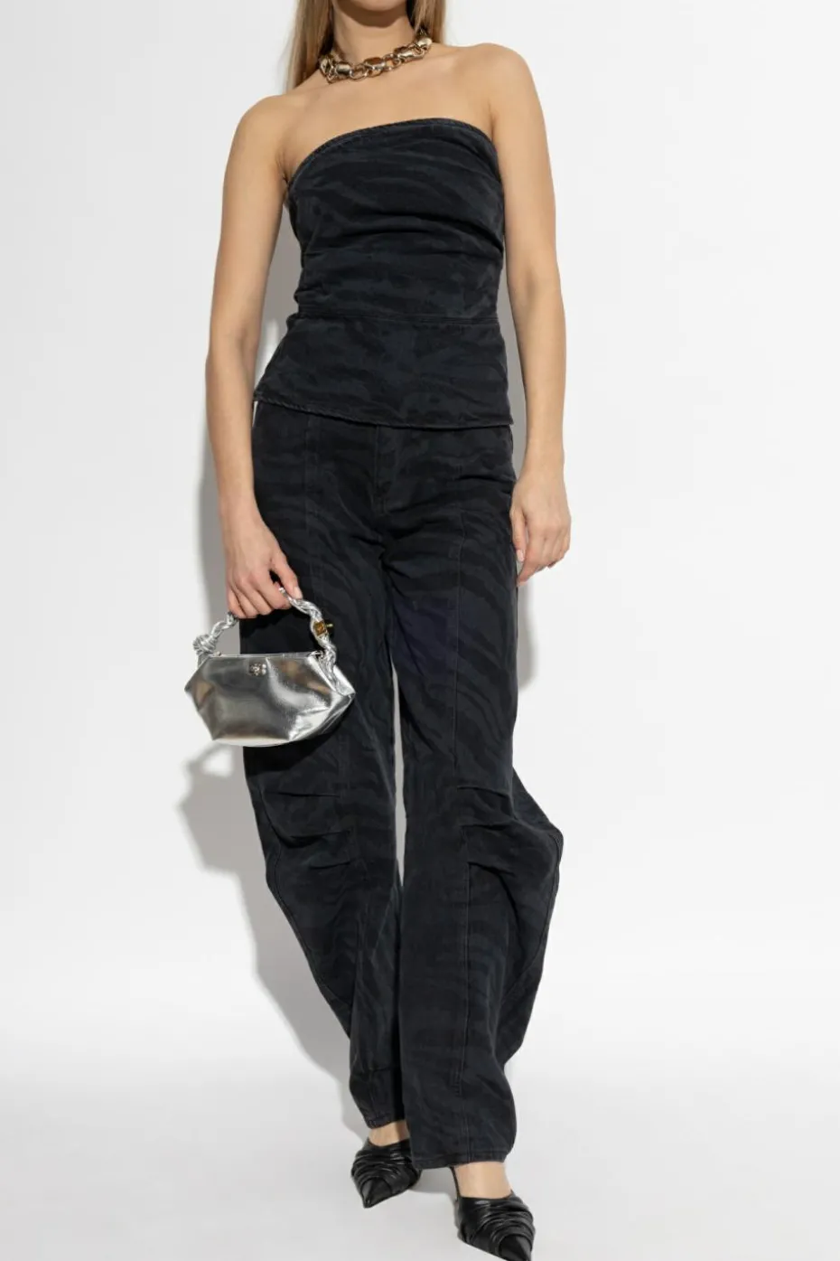 ROTATE BLACK Jeans with animal print