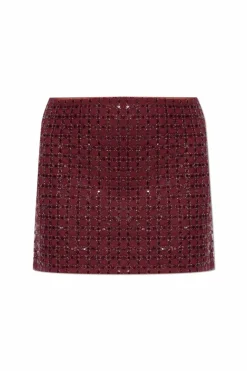 ROTATE BURGUNDY Sequin skirt