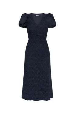 ROTATE NAVY BLUE Dress with puff sleeves