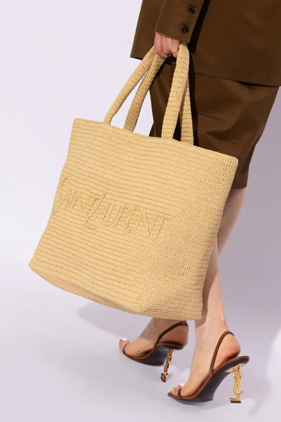 Saint Laurent beige Shopper bag with logo
