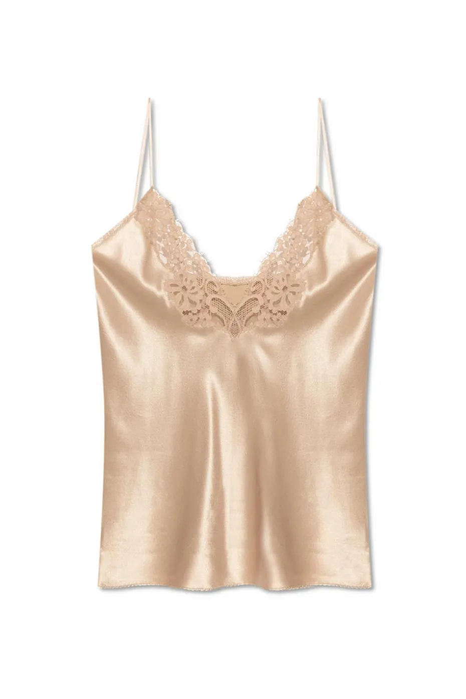 Saint Laurent beige Silk top with lace trim