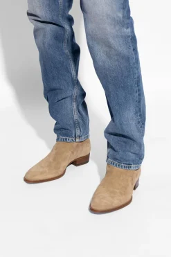 Saint Laurent beige ‘Wyatt’ leather boots