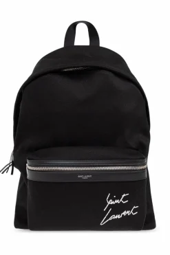 Saint Laurent BLACK Backpack with embroidered logo