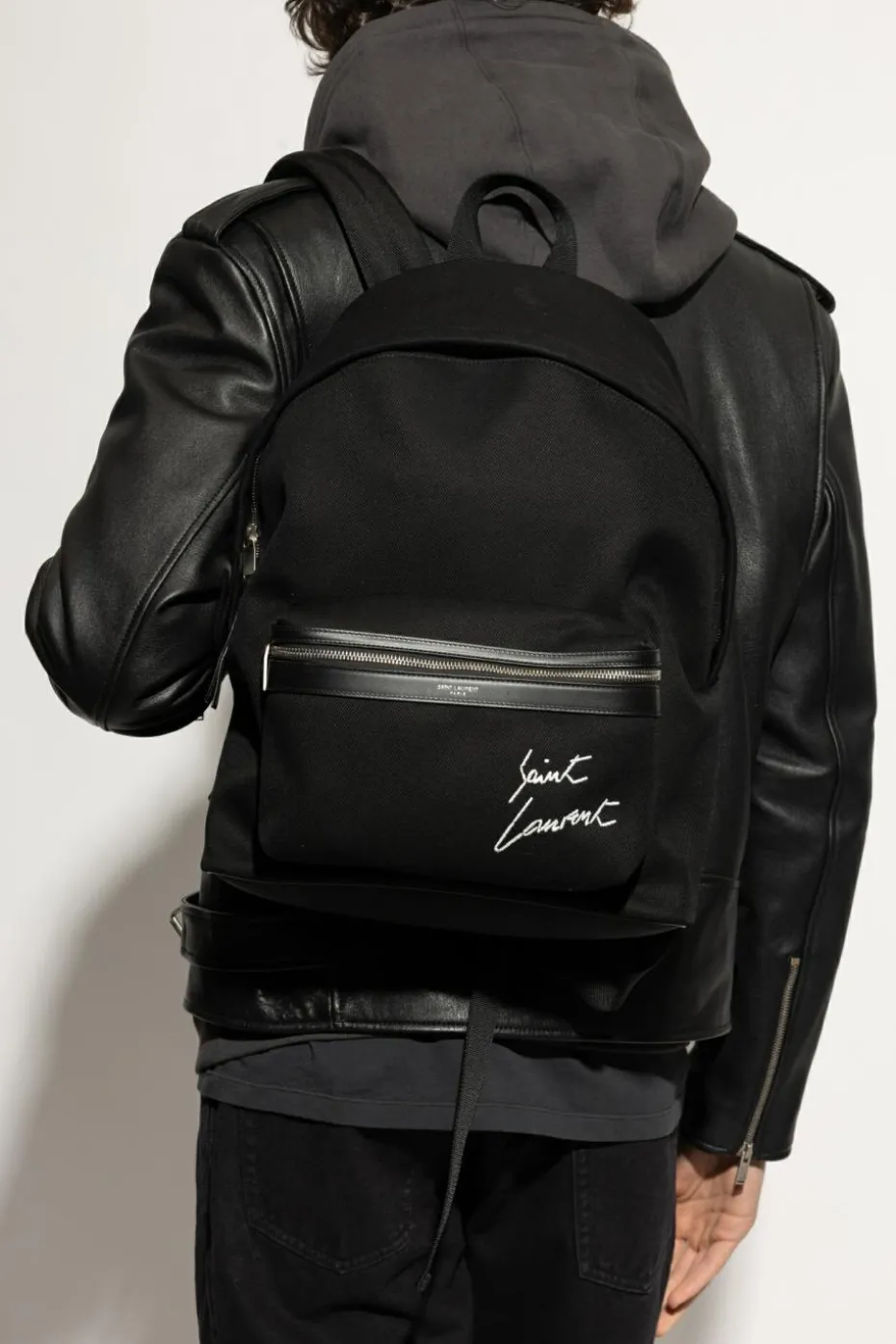 Saint Laurent BLACK Backpack with embroidered logo