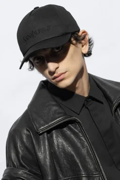 Saint Laurent BLACK Baseball cap with logo