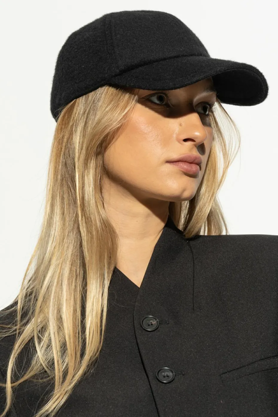 Saint Laurent BLACK Cashmere baseball cap