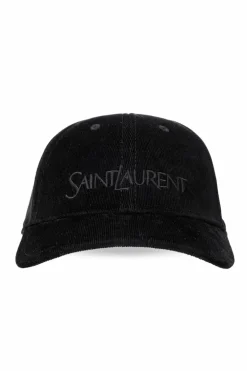 Saint Laurent BLACK Corduroy baseball cap