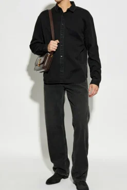 Saint Laurent BLACK Denim shirt with embroidered logo